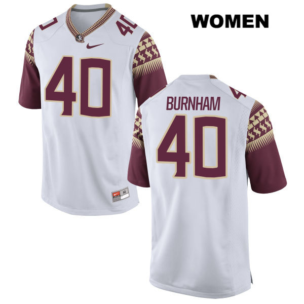 Women's NCAA Nike Florida State Seminoles #40 Ken Burnham College White Stitched Authentic Football Jersey FFK5369GU